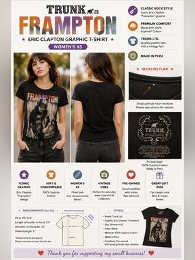 Trunk Ltd Eric Clapton "Frampton" Graphic Band T-Shirt Women's XS Black